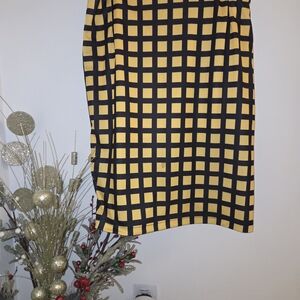 Yellow and Black Checkered Gingham Midi Skirt Cozy High